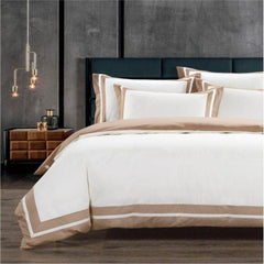 Egyption Cotton 400 Thread Fiorenza Duvet Cover Set In Cream And Stone