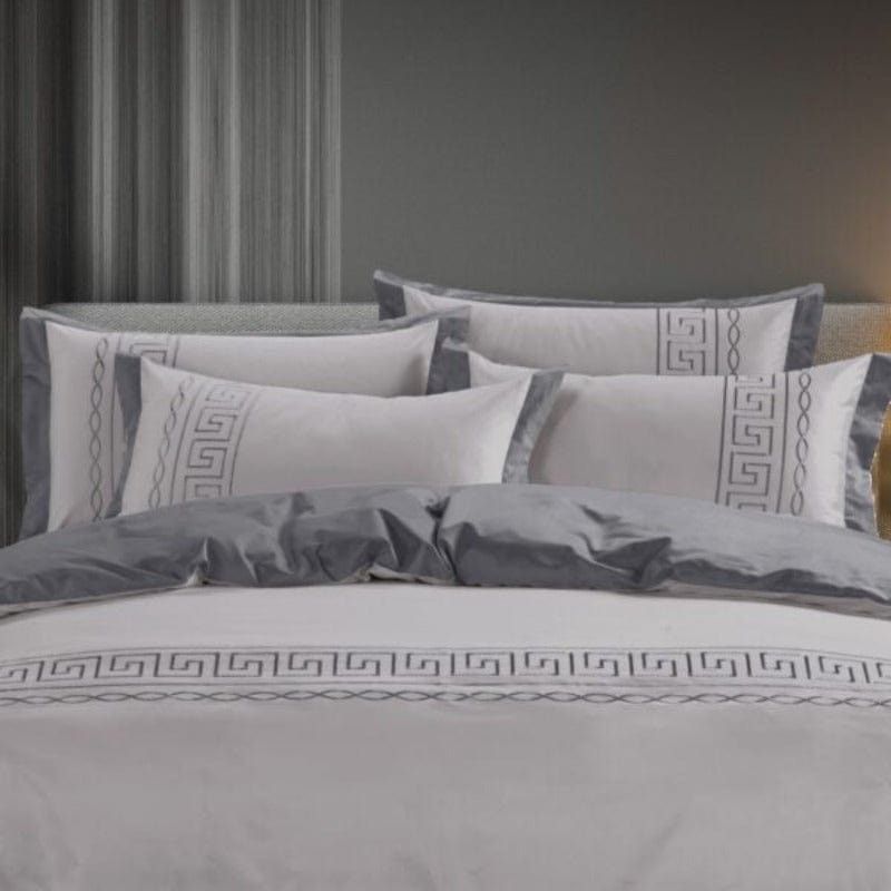 Egyptian Cotton T400 Donatella Duvet Cover In Silver Grey