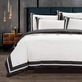 Egyptian Cotton 400 Thread Count Fiorenza Duvet Cover Set In White & Black