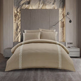 Egyptian Cotton 400 Thread Count Roberto Duvet Cover Set In Stone