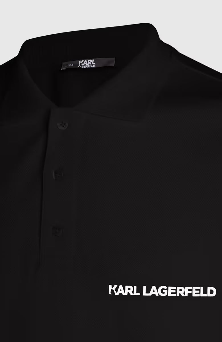 Karl Lagerfeld Mens Elongated Logo Golfer In Black