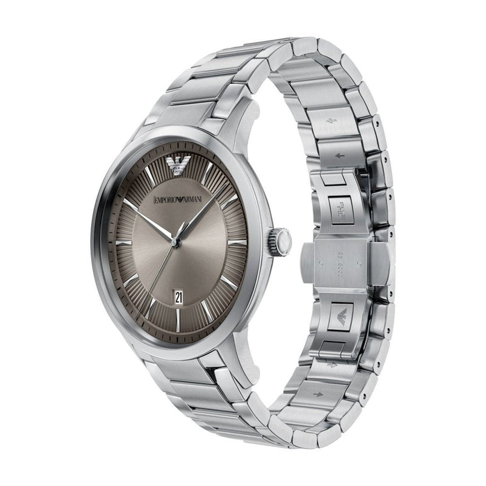 Emporio Armani Mens Arch 3 Hand Watch In Silver