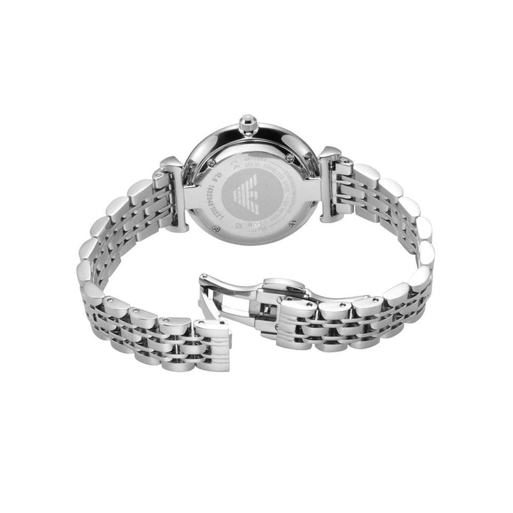 Emporio Armani Ladies Blue Dial Watch  In Silver