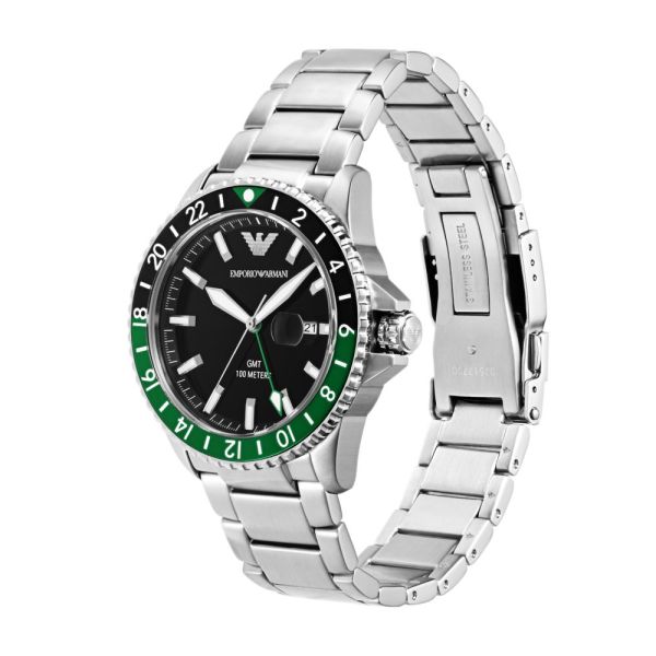 Emporio Armani Men`s GMT Dual Time Stainless Steel Watch