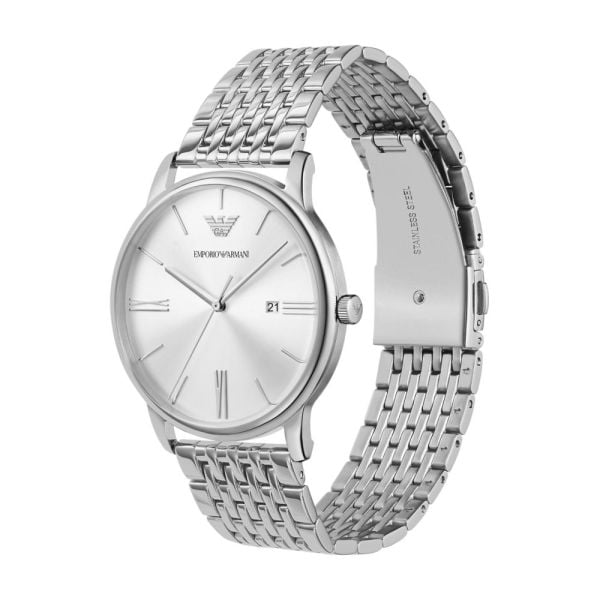 Emporio Armani Three-Hand Date Stainless Steel Watch