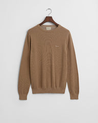 Gant Mens Cotton Pique Sweatshirt In Khaki