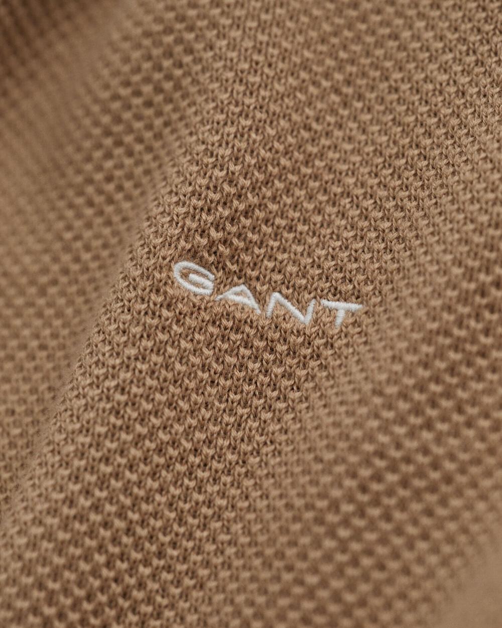 Gant Mens Cotton Pique Sweatshirt In Khaki
