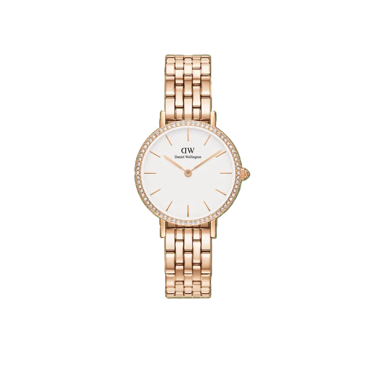 Daniel Wellington Petite Lumine Bezel 5-Link Rose Gold Watch