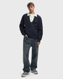 Calvin Klein Mens Solid Oversized Johnny Collar Sweatshirt In Navy