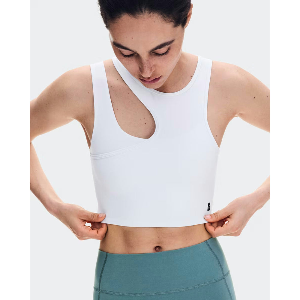 On Womens Studio Asymmetric Crop Top In White