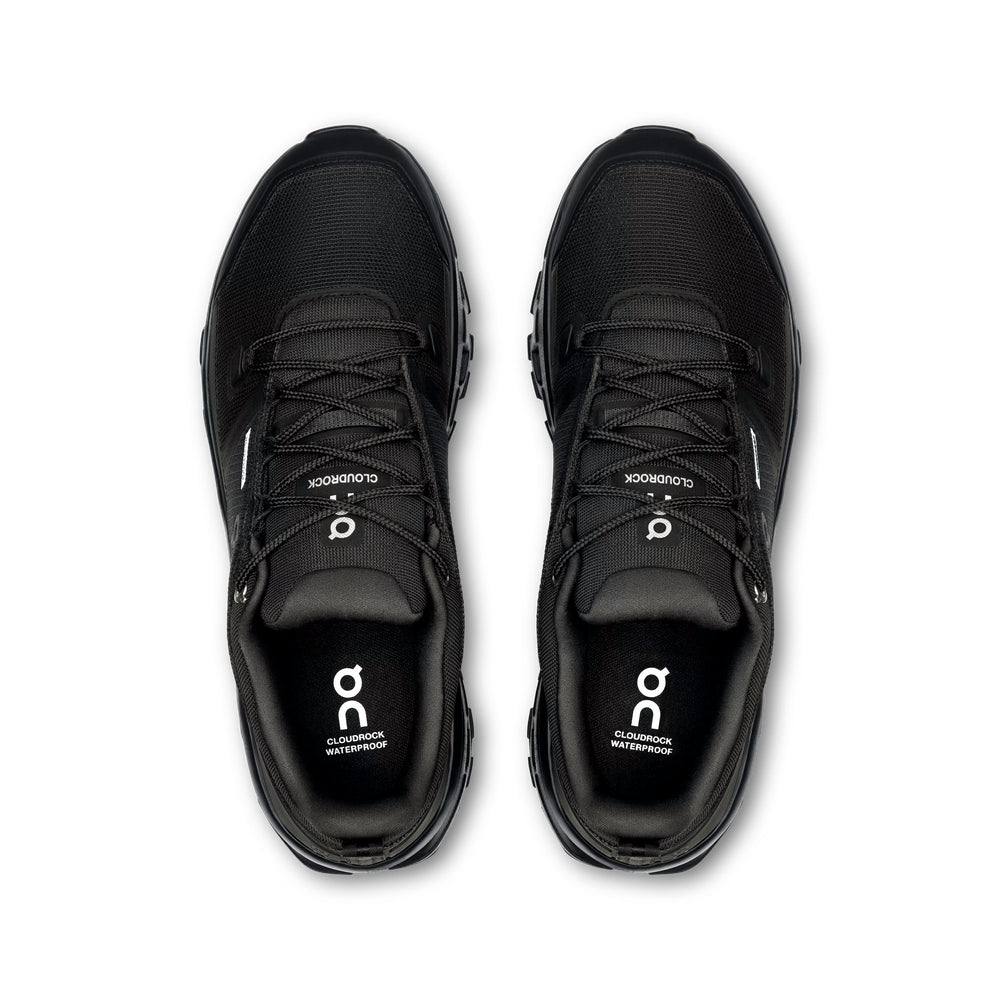 On Mens Cloudrock Low Waterproof Shoes In Black
