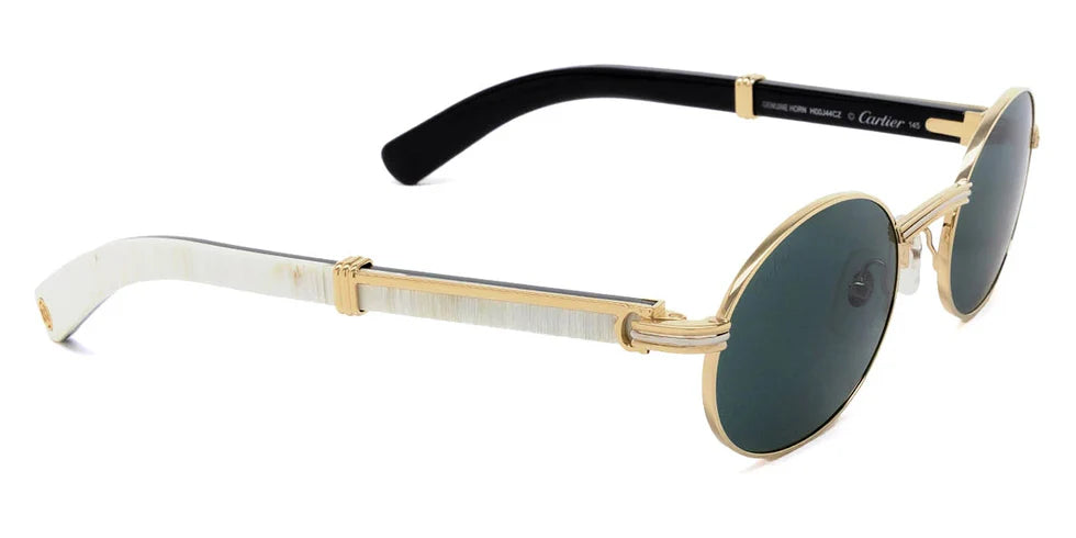 Cartier Buffalo Horn Frame Sunglasses In Gold & White