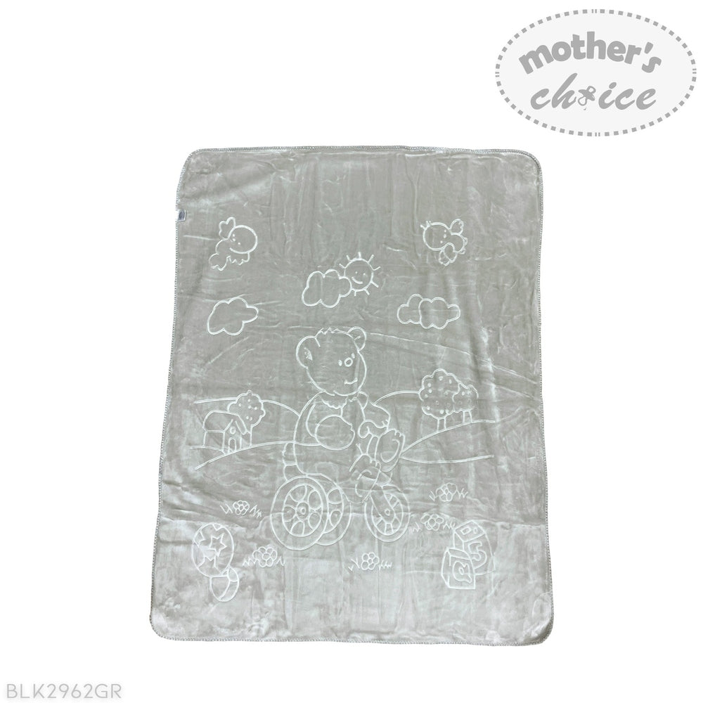 Mother's Choice Unisex Kiddies Baby Mink Blanket In Grey Bear
