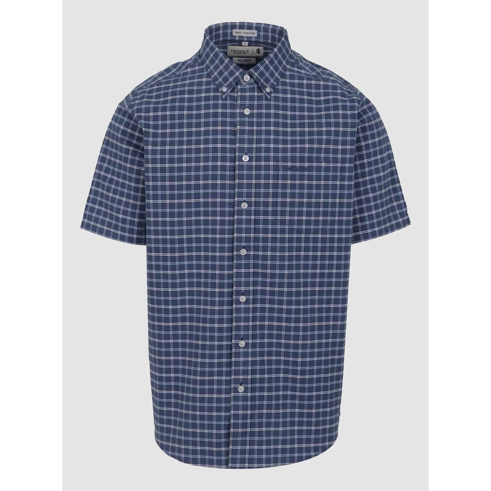 Pringle Mens Lucas Oxford Short Sleeve Shirt In Blue