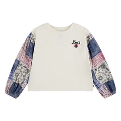 Levis Girls Floral Puff Sleeve Woven Top In Egret