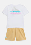 Converse Unisex T-Shirt And Short 2 Piece Set In White And Beige