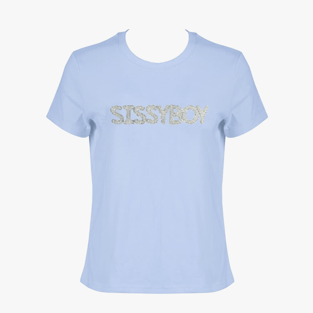 Sissyboy Womens Pearl & Bling Regular Fit T-Shirt In Pale Blue