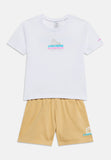 Converse Unisex T-Shirt And Short 2 Piece Set In White And Beige