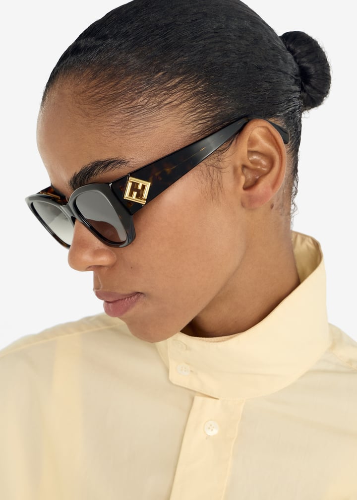 Fendi Womens Ff Diamond Sunglasses In Dark Brown
