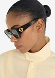 Fendi Womens Ff Diamond Sunglasses In Dark Brown