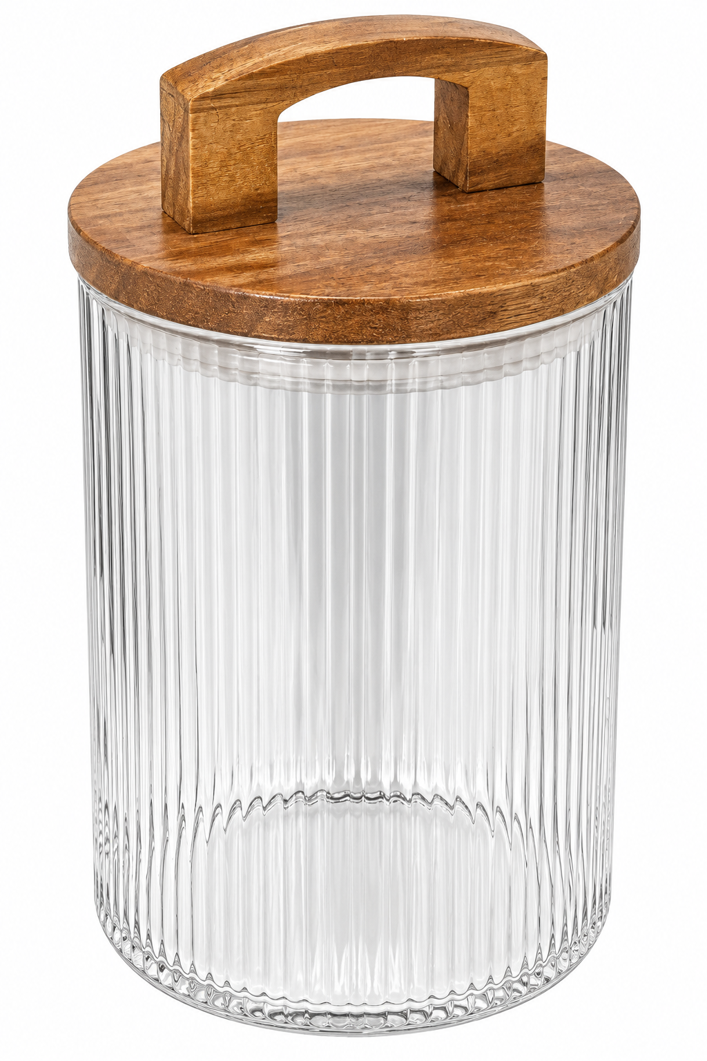 Aqua Canister Glass Acacia Wood Lid 1L