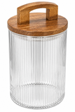 Aqua Canister Glass Acacia Wood Lid 1L