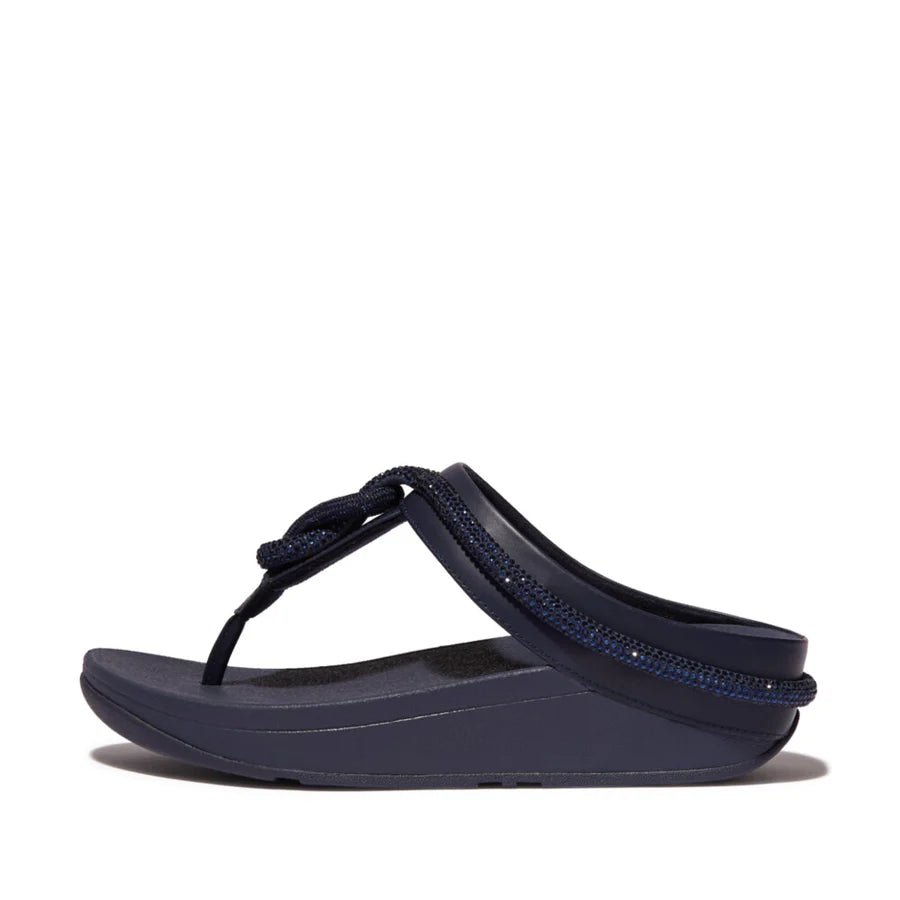 Fitflop Ladies Fino Crystal-Cord Sandals In Midnight