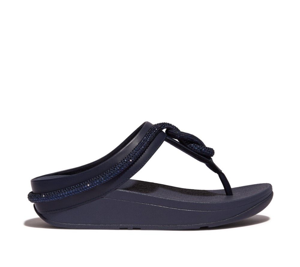 Fitflop Ladies Fino Crystal-Cord Sandals In Midnight