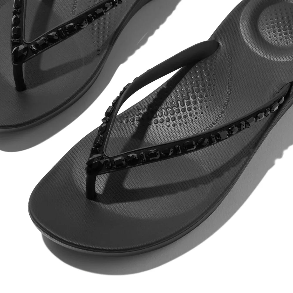 Fitflop Ladies Iquishion Multi-Crystal Ergonomic Sandals In Black