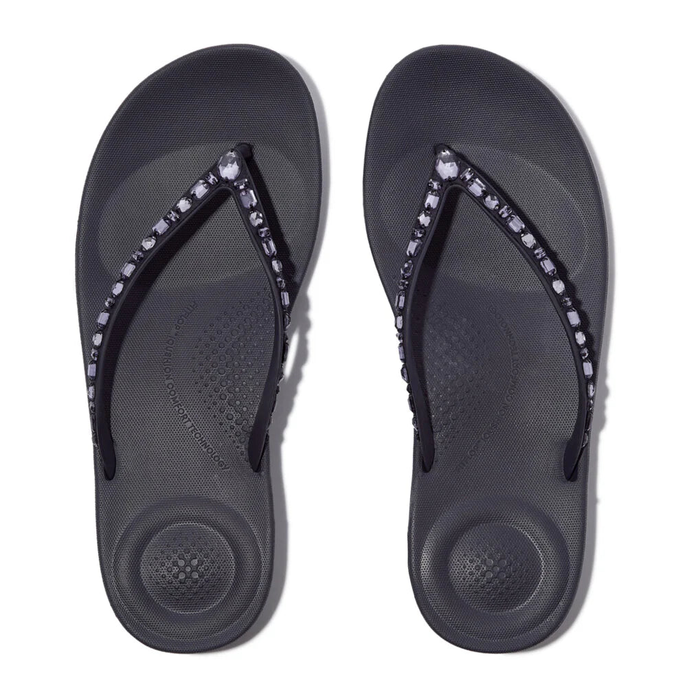 Fitflop Ladies Iquishion Multi-Crystal Ergonomic Sandals In Midnight