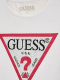 Guess Girls Short Sleeve Pink Beaded  Logo T-Shirt