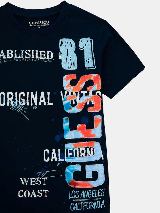 Guess Boys Short Sleeve Navy Logo T-Shirt