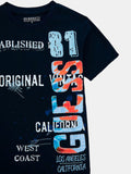 Guess Boys Short Sleeve Navy Logo T-Shirt