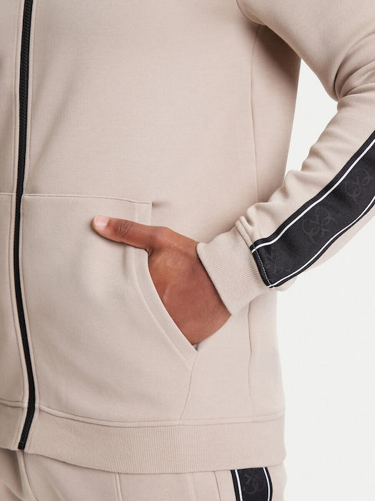 Guess Mens Full Zip Sweater Khaki