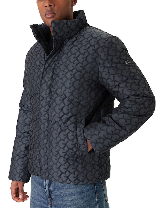 Guess Mens Chain Puff Jacket In Navy