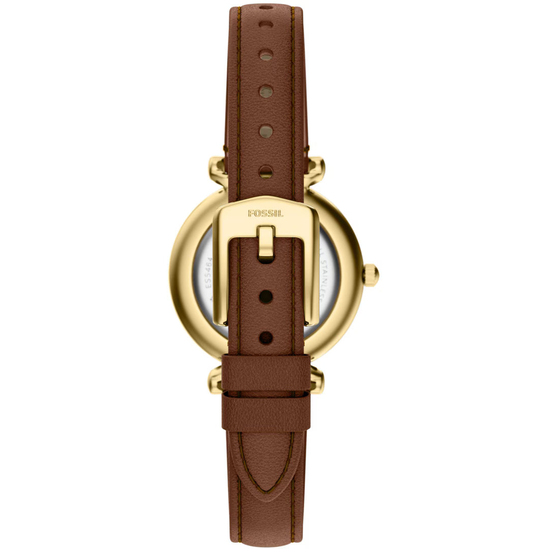 Fossil Ladies Carlie Mini Leather Watch In Brown