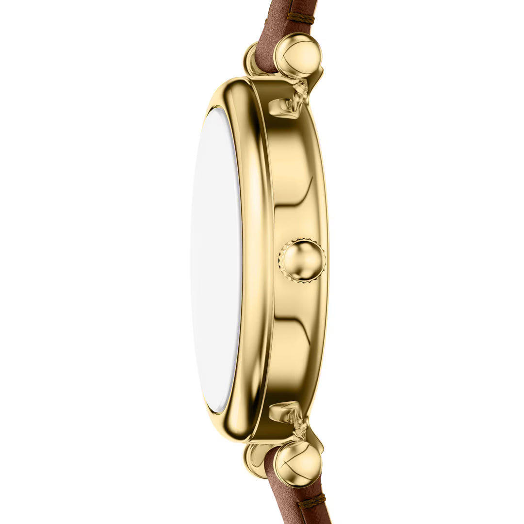 Fossil Ladies Carlie Mini Leather Watch In Brown