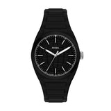 Fossil Mens Everette Silicone Watch In Black