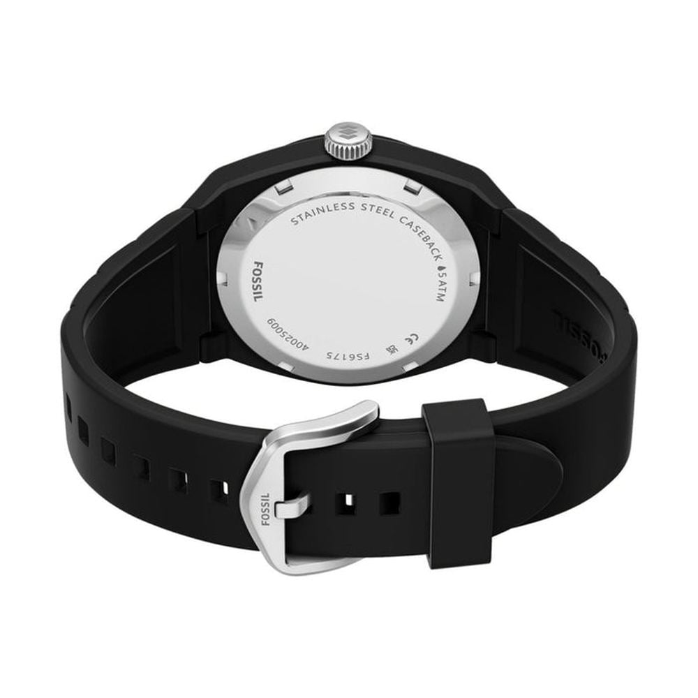 Fossil Mens Everette Silicone Watch In Black