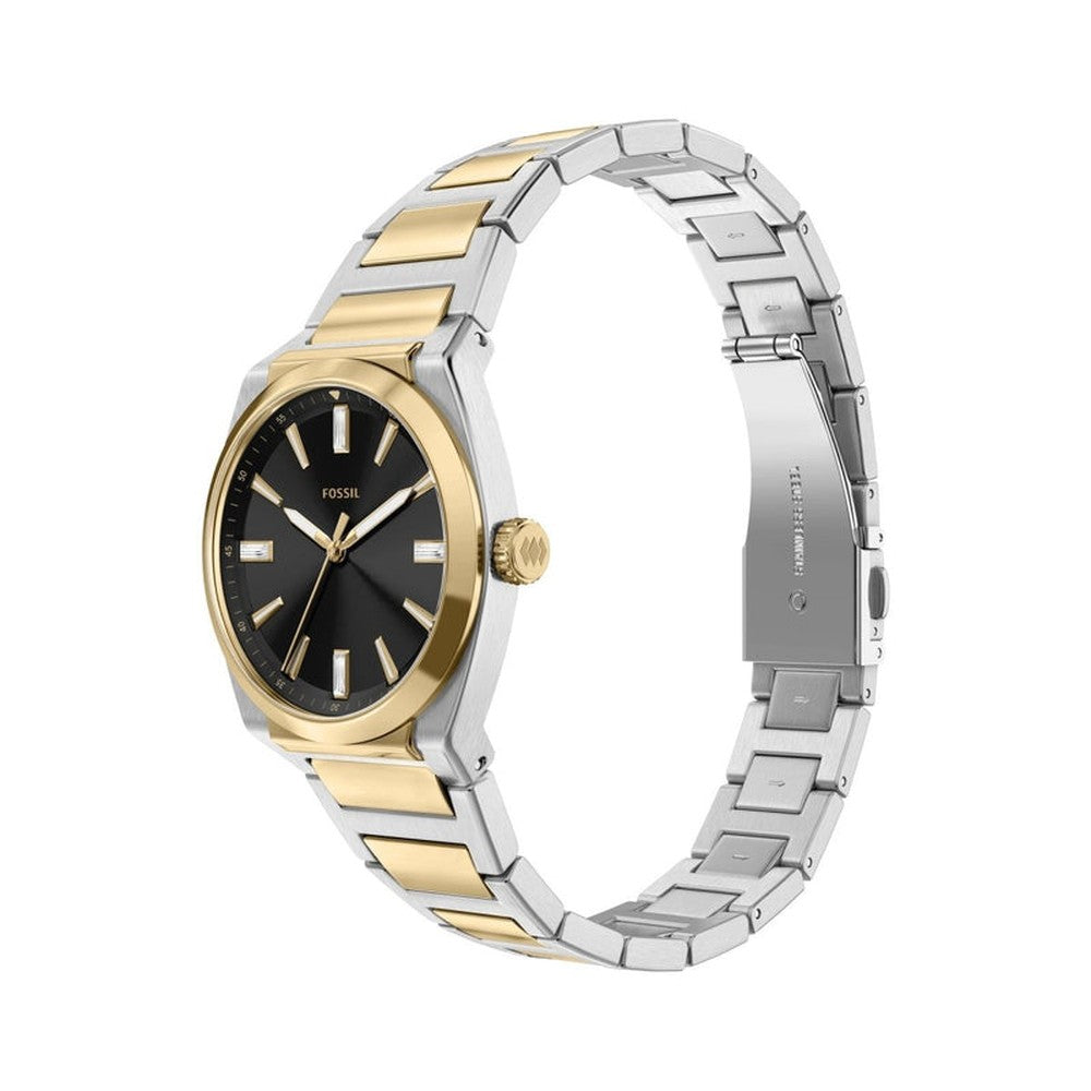 Fossil Everette  lack Dial  Watch For Women In Gold & Silver