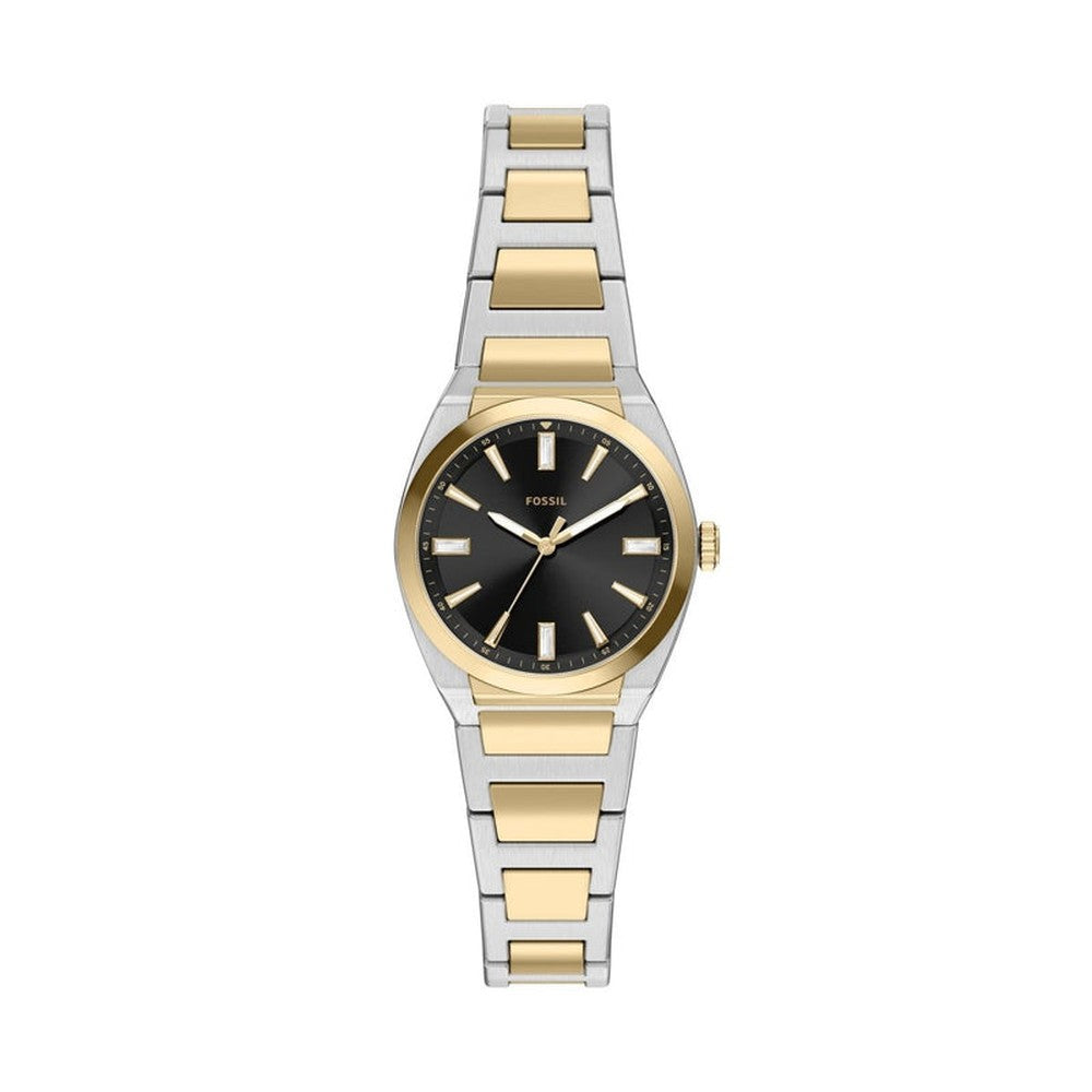 Fossil Everette  lack Dial  Watch For Women In Gold & Silver