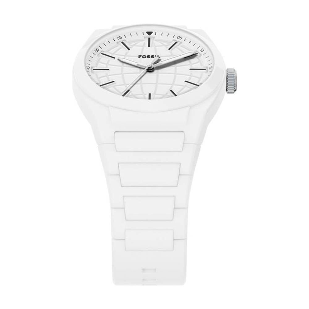 Fossil Mens Everett 3 Hand Silicone Watch In White