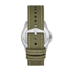 Fossil Bronson Olive Nylon Strap Silver Watch