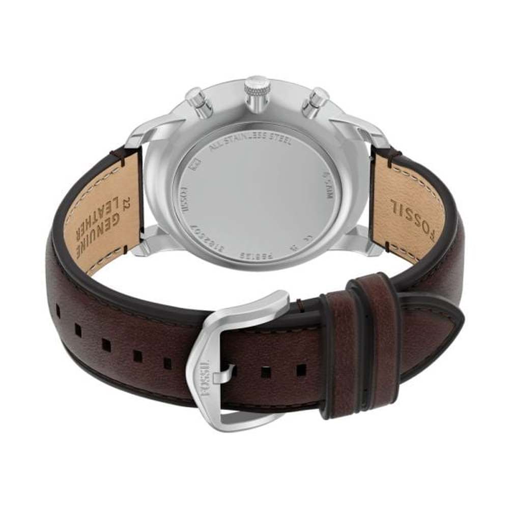 Fossil Mens Neutra Chronograph Leather Watch In Brown/Silver