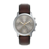 Fossil Mens Neutra Chronograph Leather Watch In Brown/Silver
