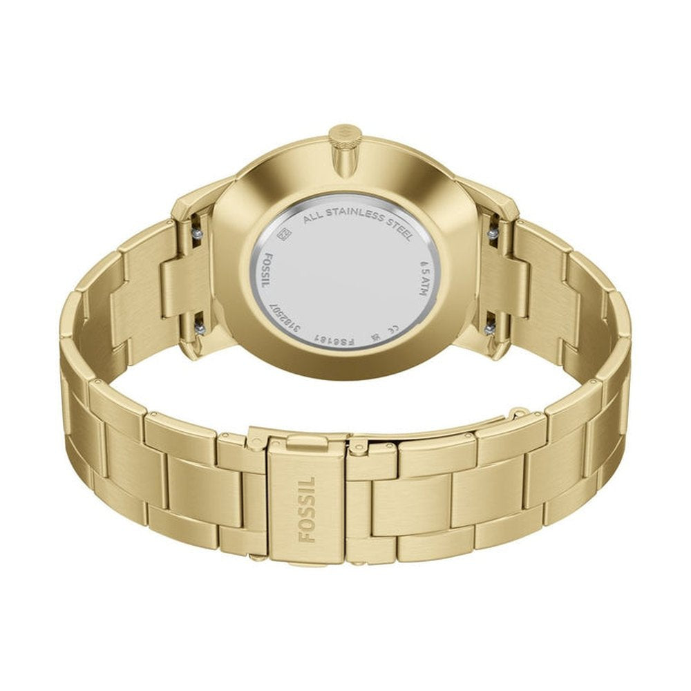 Fossil Mens Minimalist 3 Hand Gold Dial Watch In Gold