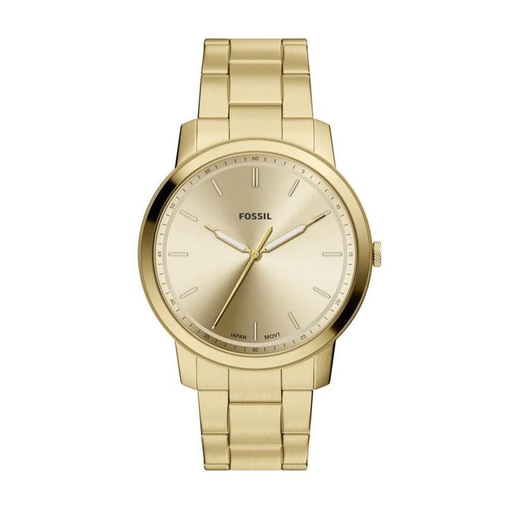 Fossil Mens Minimalist 3 Hand Gold Dial Watch In Gold