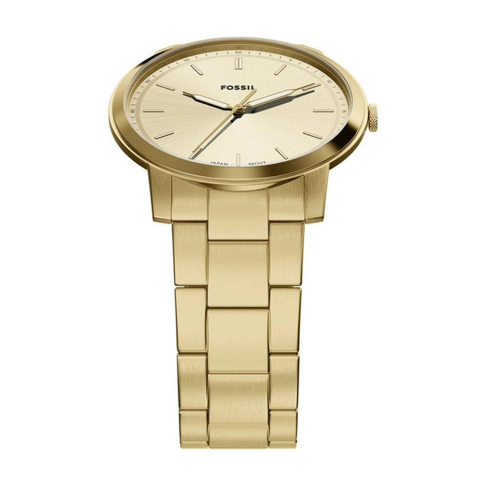 Fossil Mens Minimalist 3 Hand Gold Dial Watch In Gold
