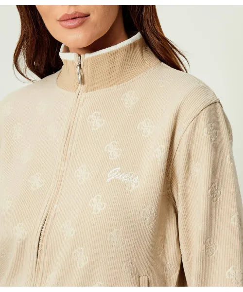 Guess Womens Paulina Full Zip Jacket In Taupe