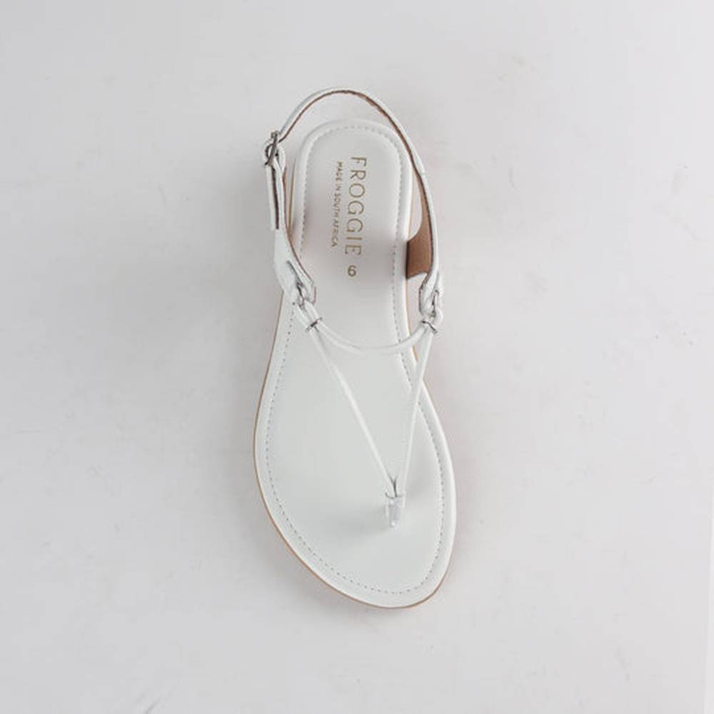 Froggie Womens Spaghetti Thong Sandals In White